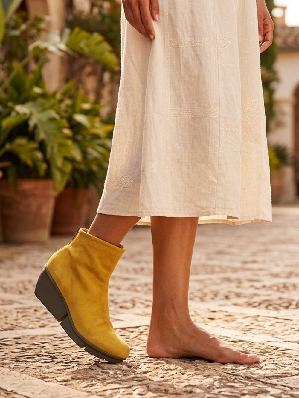 Trippen Boot Women's Size 6.5 US Yellow Wedge Ankle Bootie *LEFT BOOT ONLY*